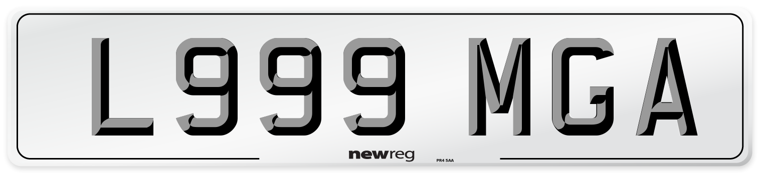 L999 MGA Number Plate from New Reg